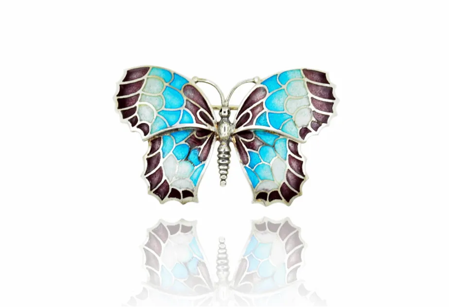 Broche mariposa lila-azul mediana