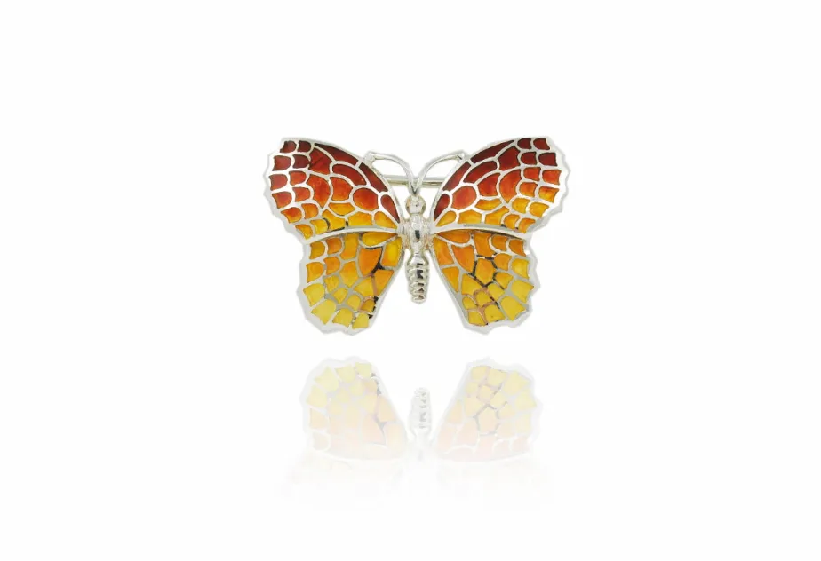 Small Ochre “Trencadís” Mosaic Butterfly Brooch
