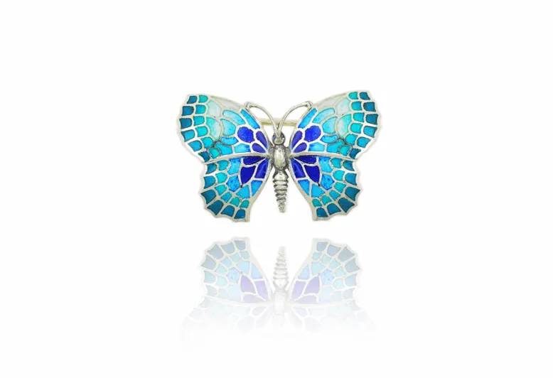 Mosaic "trencadís" blue Butterfly little brooch