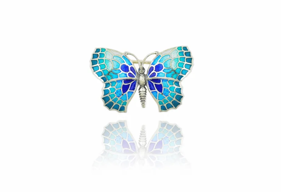 Mosaic "trencadís" blue Butterfly little brooch