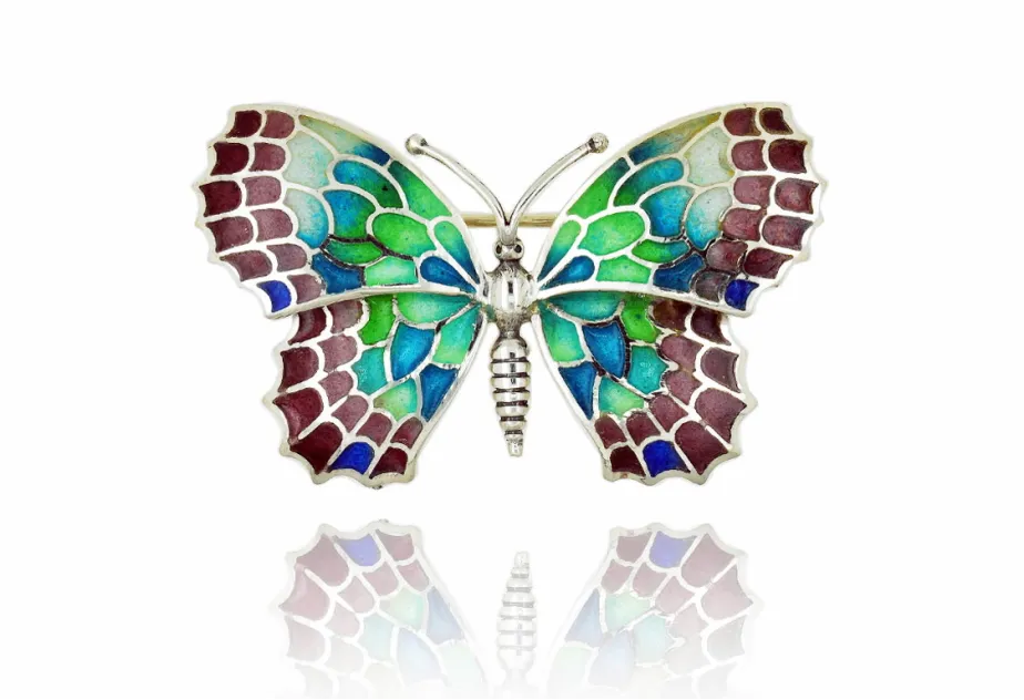 Broche mariposa grande lila-verde