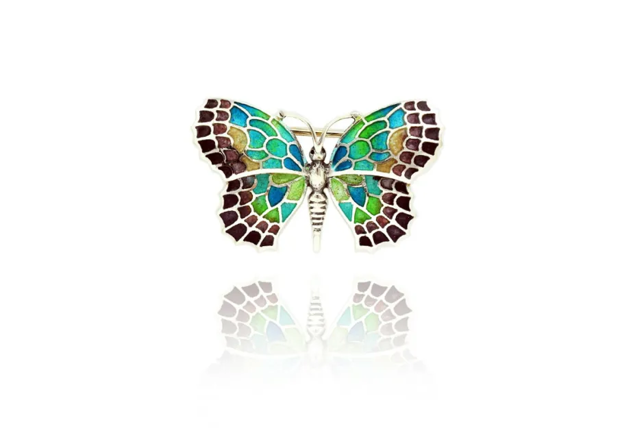 Broche mariposa pequeña lila-verde