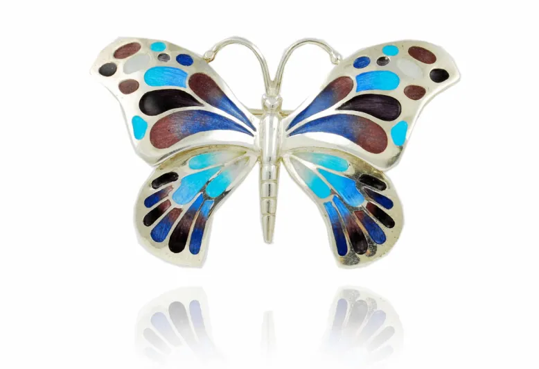 Broche mariposa grande 2010 lila+azul