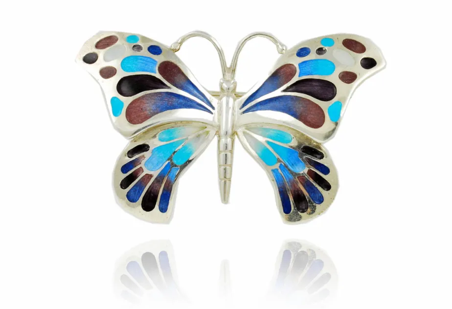 Broche mariposa grande 2010 lila+azul