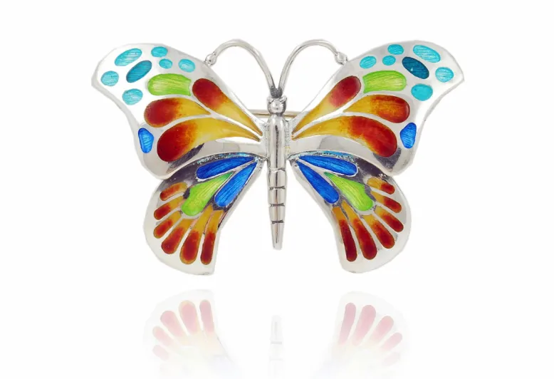Large Colorful Orange-Yellow Butterfly Brooch Design 2010