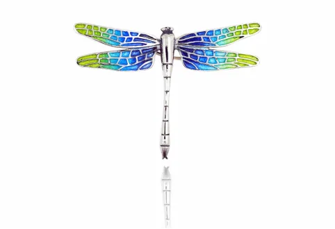 Little yellow blue mosaic Dragonfly brooch