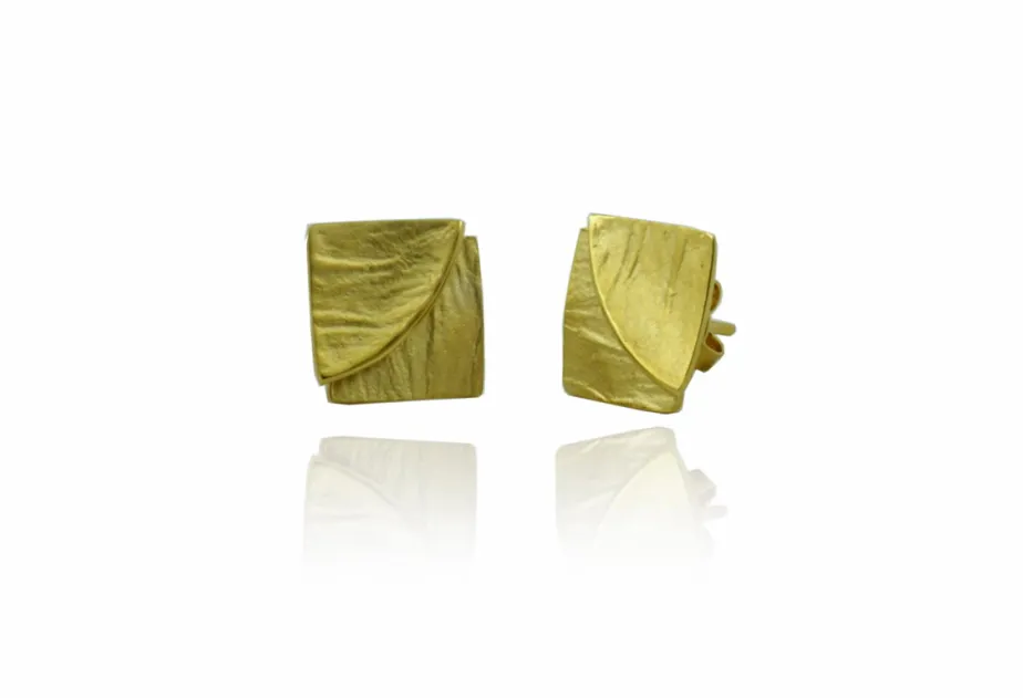 Pendientes Doble Fulla sahara dorado pequeños