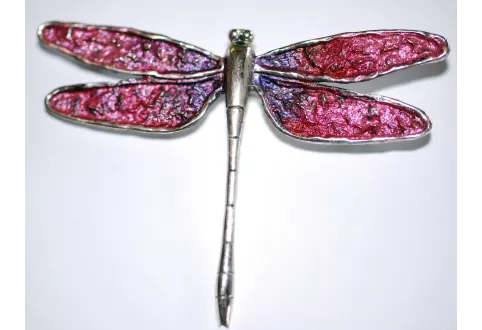 Pink Textured Dragonfly Brooch
