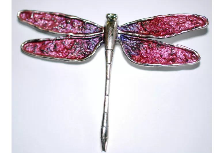 Broche Texturizado de Libélula Rosa