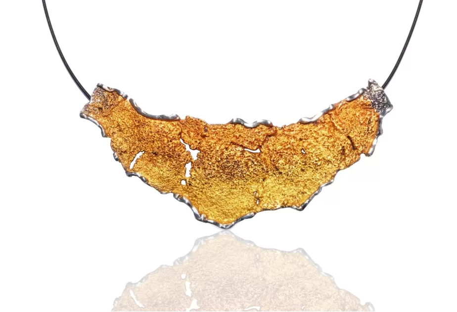 Großer ockerfarbener Anhänger Collier Intenzza