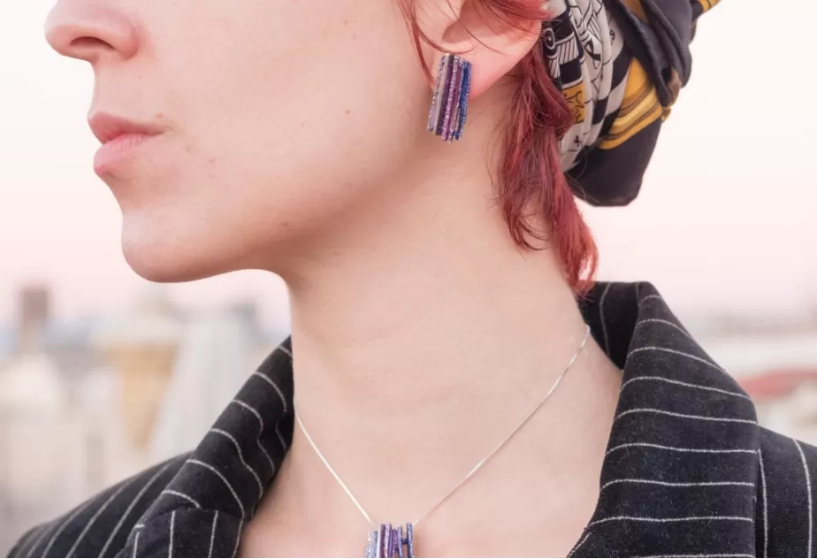Pendientes Junc Violetas Grandes