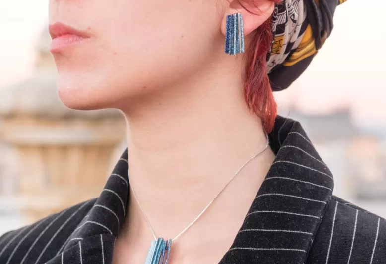 Big Formentera-blue Junc earrings