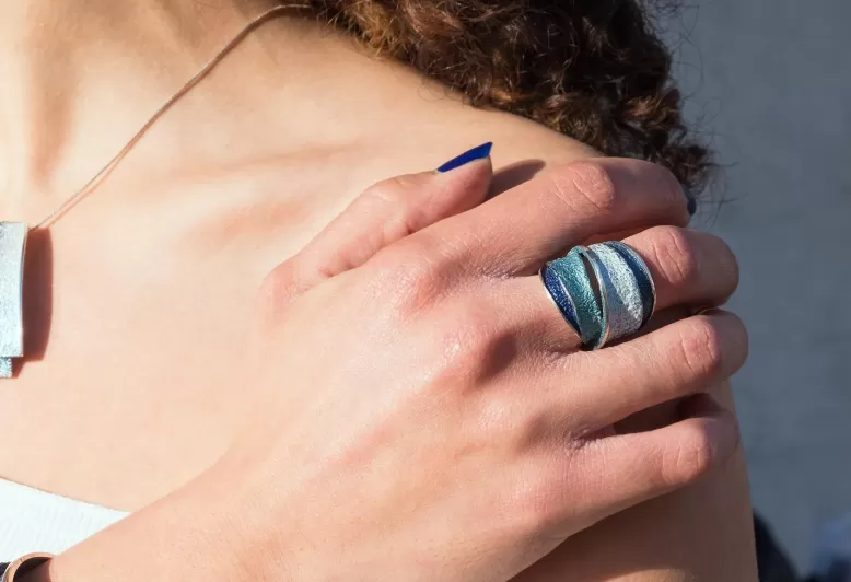 Großerr Formentera-blauer Ring Troia
