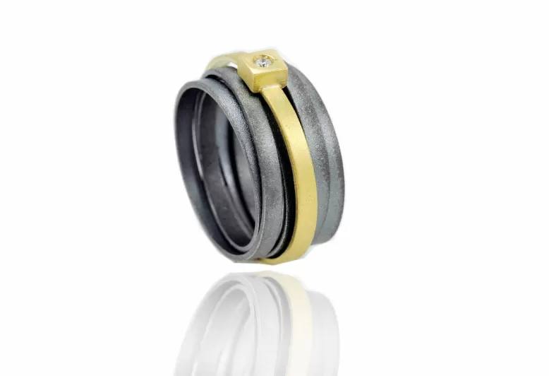 Lux silver&gold SQUARE ring 