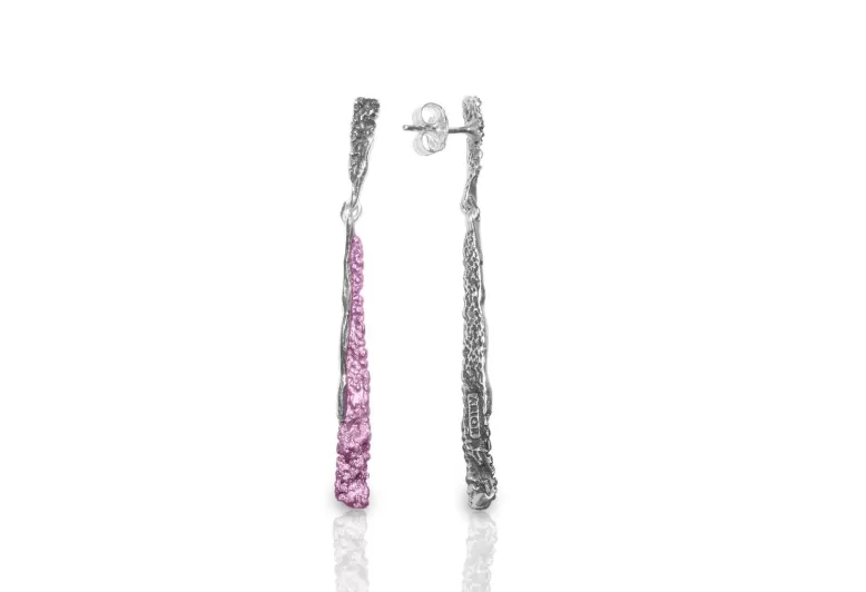 Pendientes Symphony rosa magenta de dos piezas