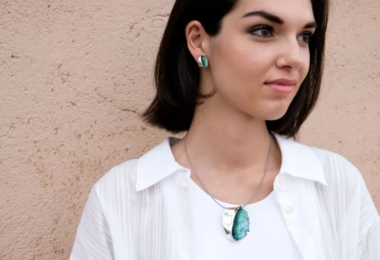 Pendientes Gala verde esmeralda pequeños