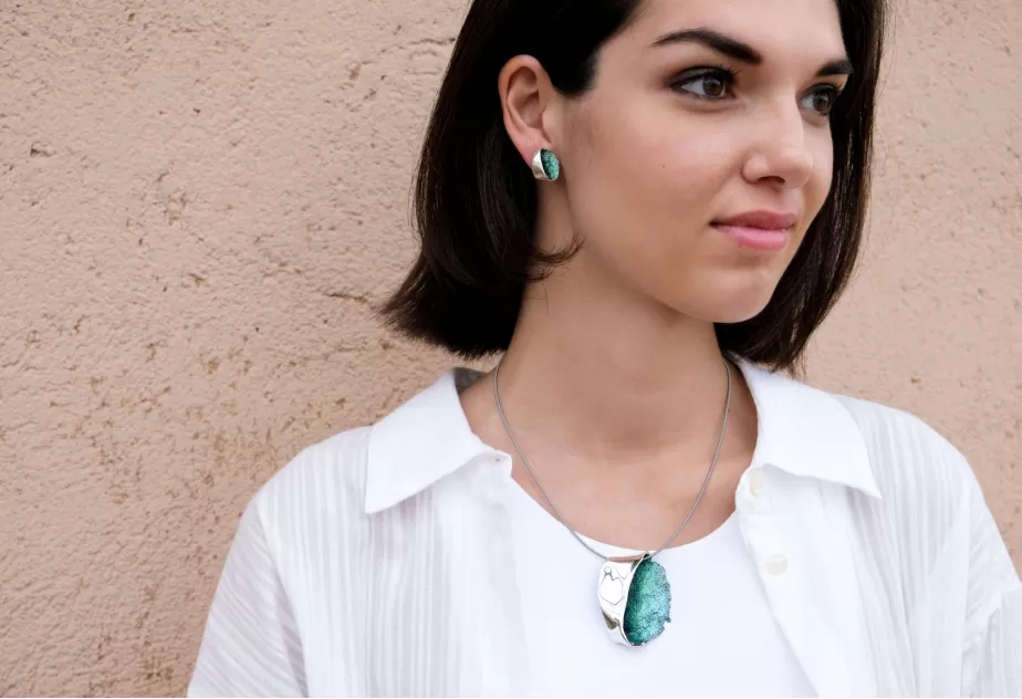 Pendientes Gala verde esmeralda pequeños