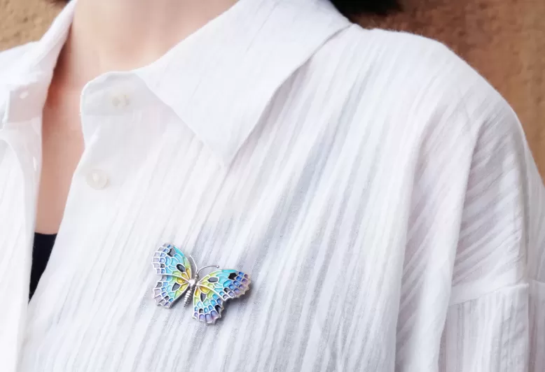 Large Black-Colorful Butterfly Brooch