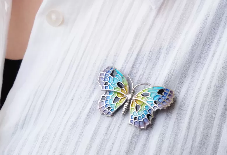 Large Black-Colorful Butterfly Brooch