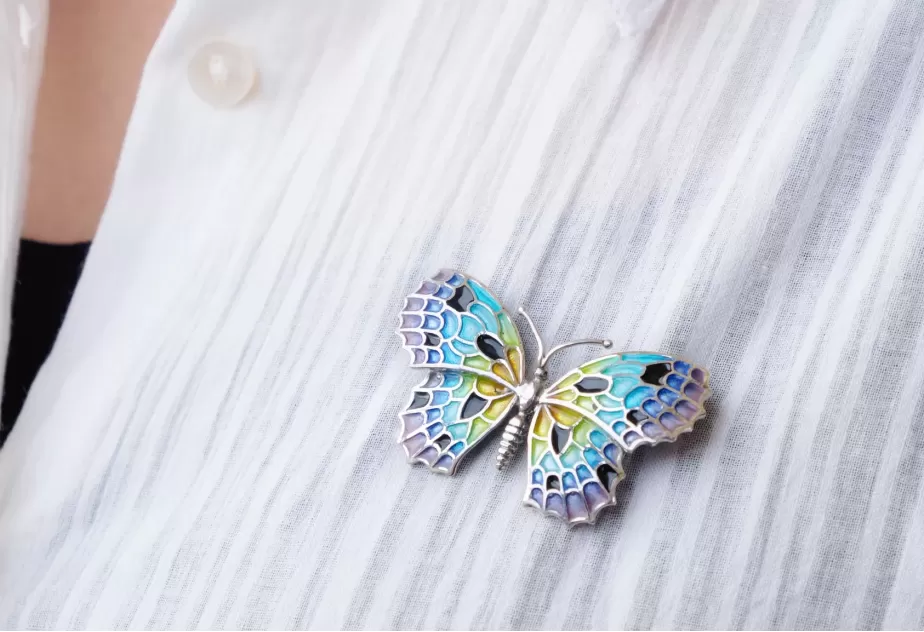 Large Black-Colorful Butterfly Brooch