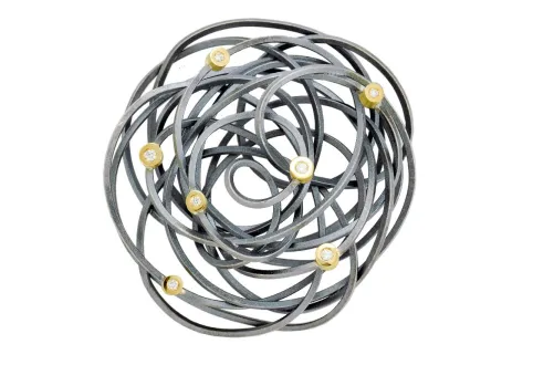 Colgante Caos, plata y oro con 7 diamantes