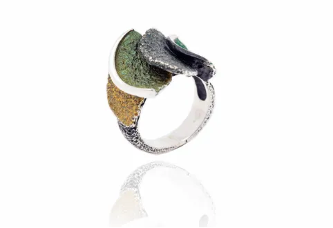 Anillo Smile Grande Verde Liquen